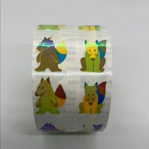 Colorful Holographic Wolf Patterned Stickers Roll